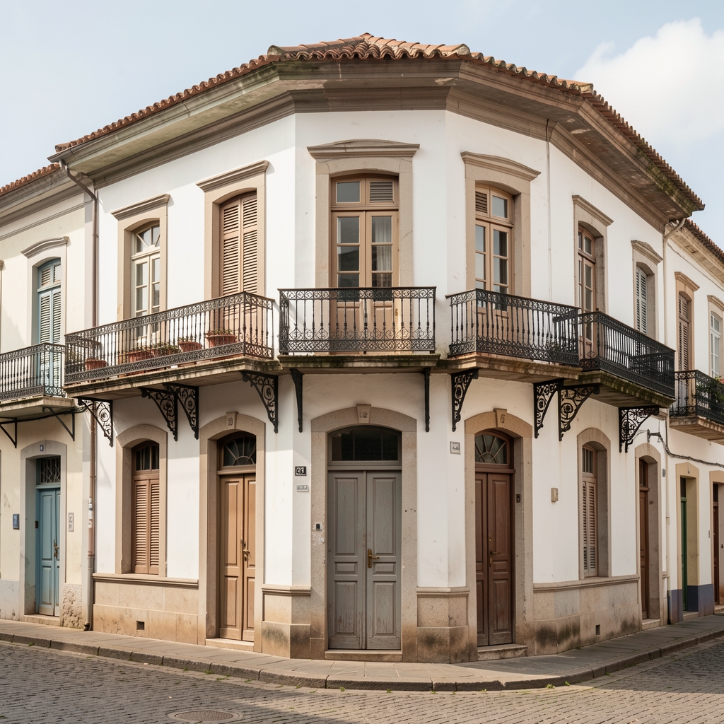 Fachada de un edificio histórico de estilo colonial en el barrio de San Telmo, Buenos Aires, con balcones de hierro forjado